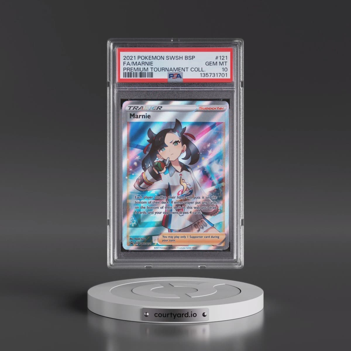 2021 Pokémon Swsh Black Star Promo #121 Marnie - Full Art Marnie Premium Tournament Collection (PSA 10 GEM MINT)