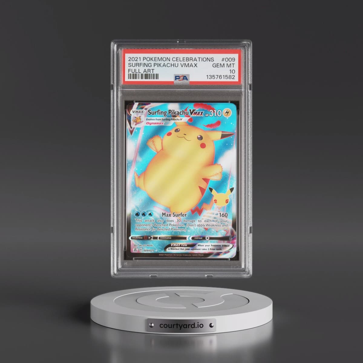 2021 Pokémon Celebrations #009 Surfing Pikachu Vmax - Full Art (PSA 10 GEM MINT)
