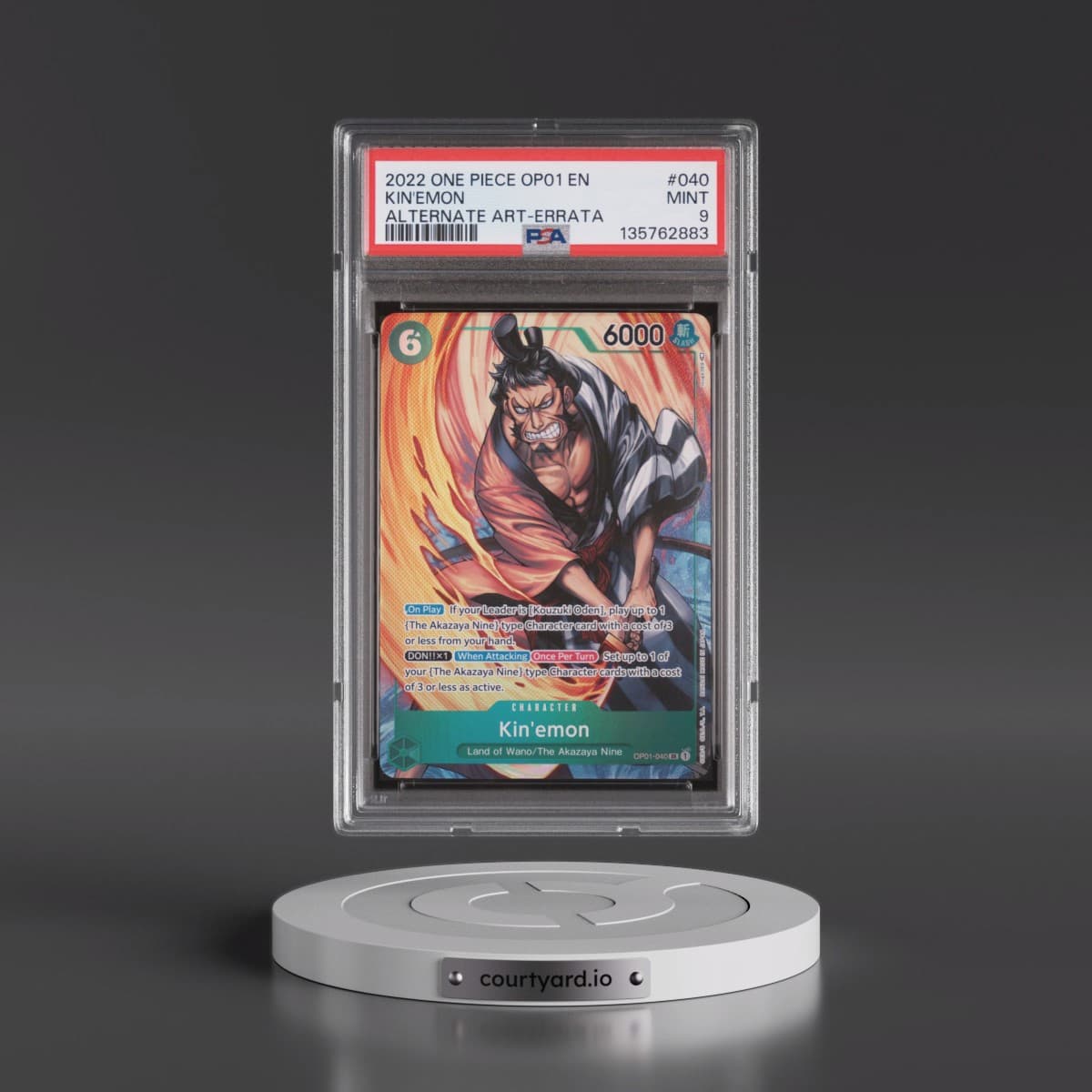 2022 One Piece OP01-Romance Dawn #040 Kin'Emon - Alternate Art-Errata (PSA 9 MINT)