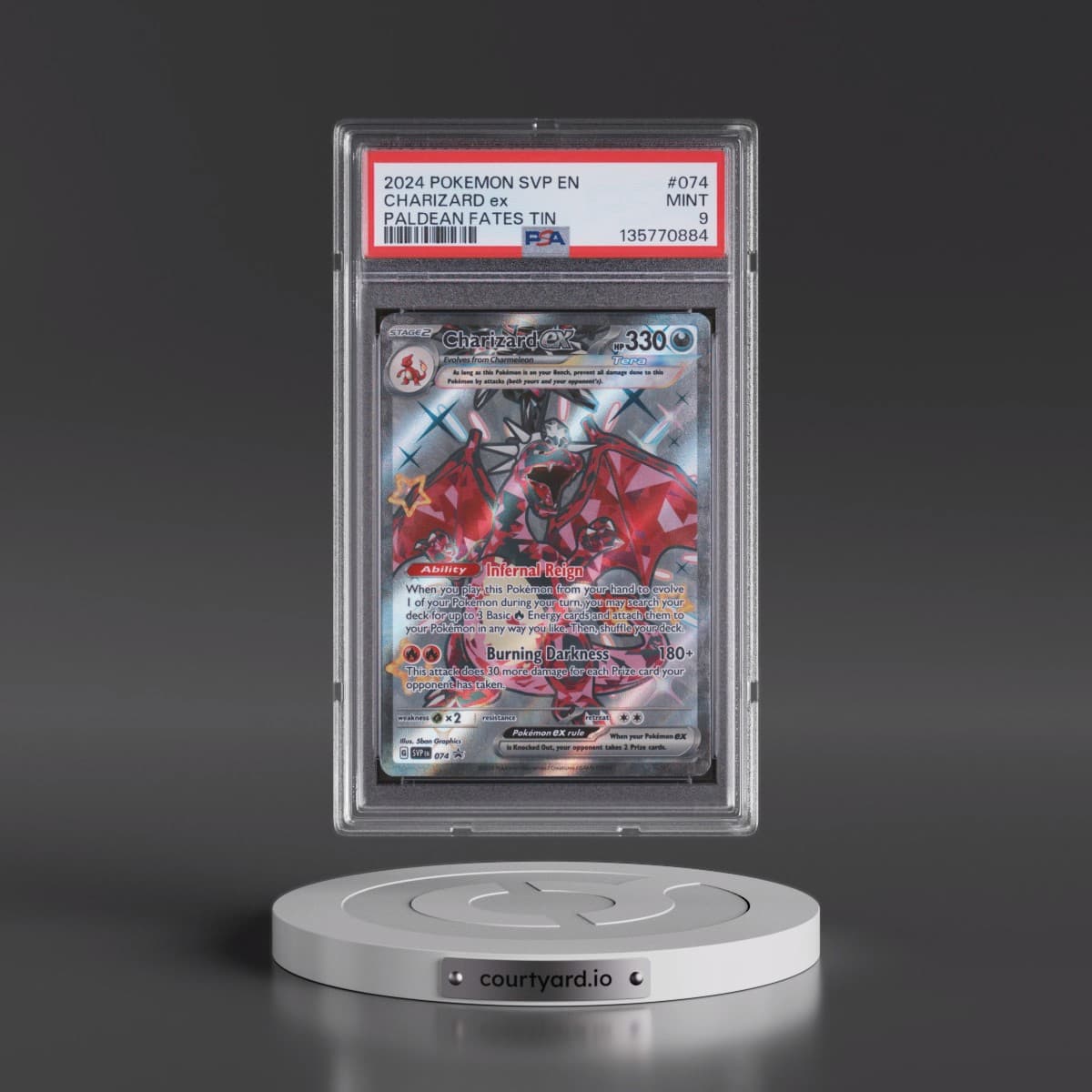 2024 Pokémon Svp EN-SV Black Star Promo #074 Charizard EX - Holo Paldean Fates Tin (PSA 9 MINT)