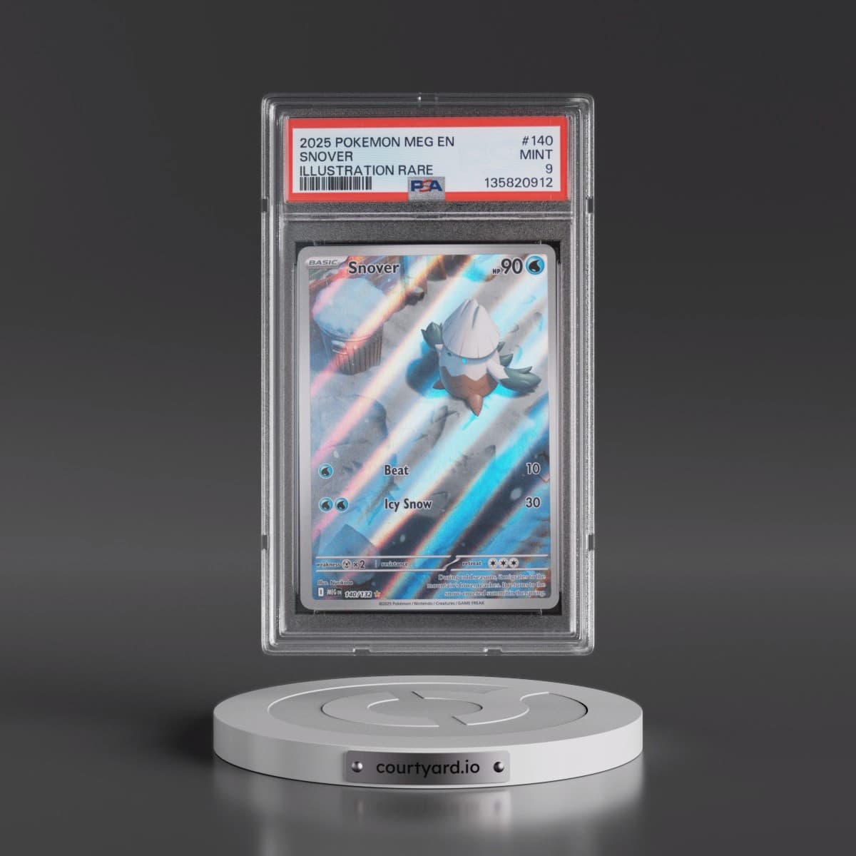 2025 Pokémon Meg EN-Mega Evolution #140 Snover - Illustration Rare (PSA 9 MINT)