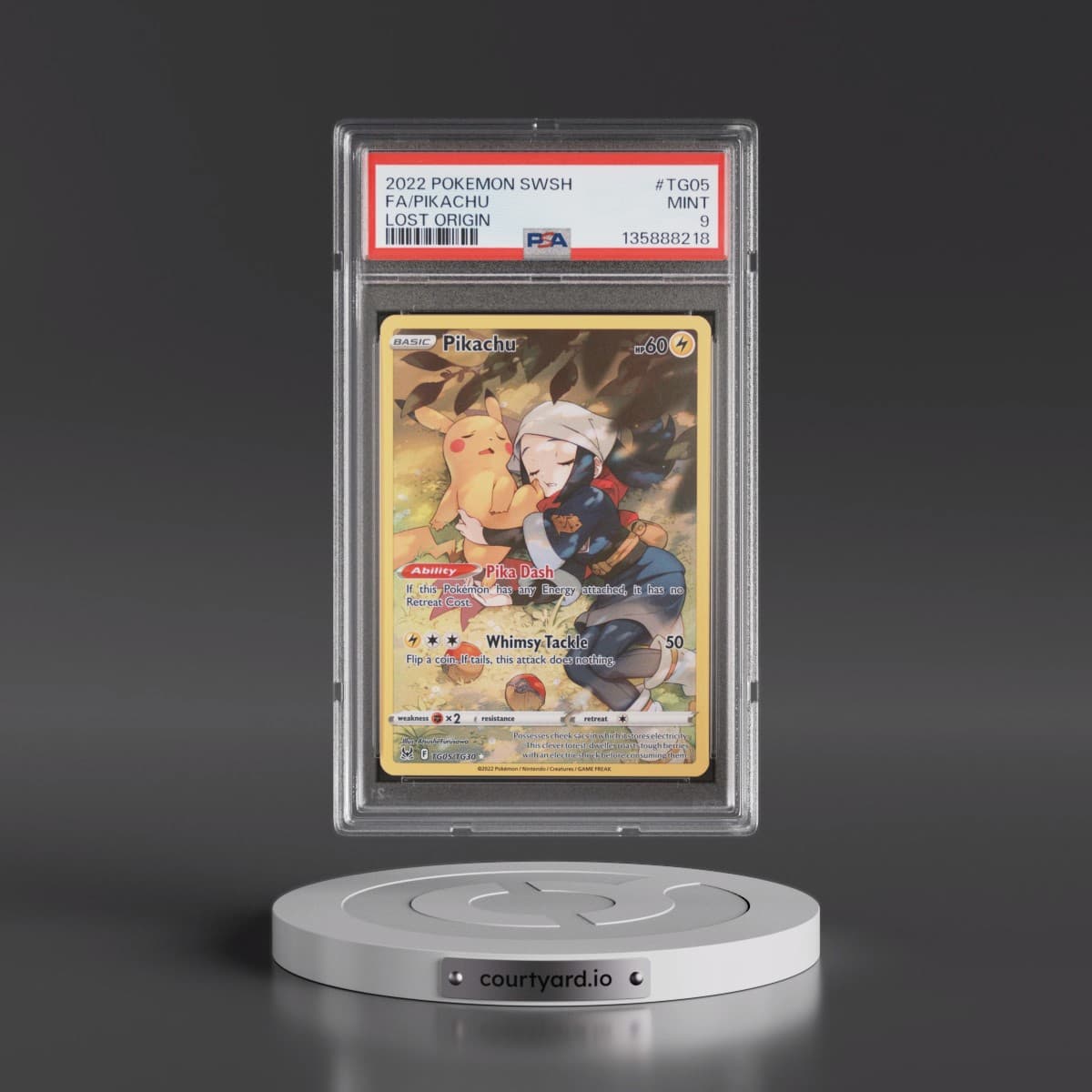 2022 Pokémon Sword & Shield Lost Origin #TG05 Pikachu - Full Art (PSA 9 MINT)