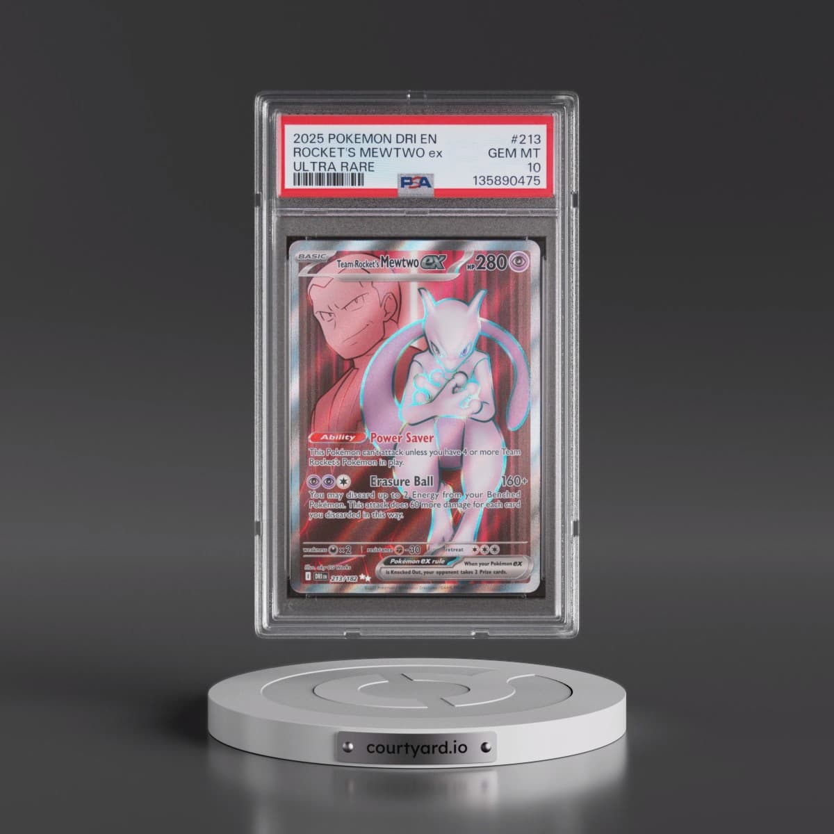 2025 Pokémon Dri EN-Destined Rivals #213 Team Rocket's Mewtwo EX - Holo Ultra Rare (PSA 10 GEM MINT)