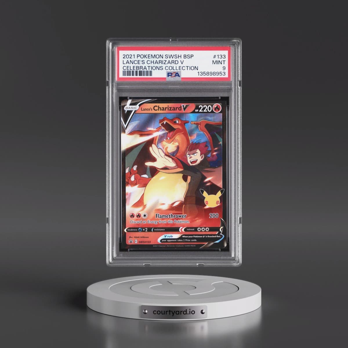 2021 Pokémon Swsh Black Star Promo #133 Lance's Charizard V - Holo Celebrations Collection (PSA 9 MINT)