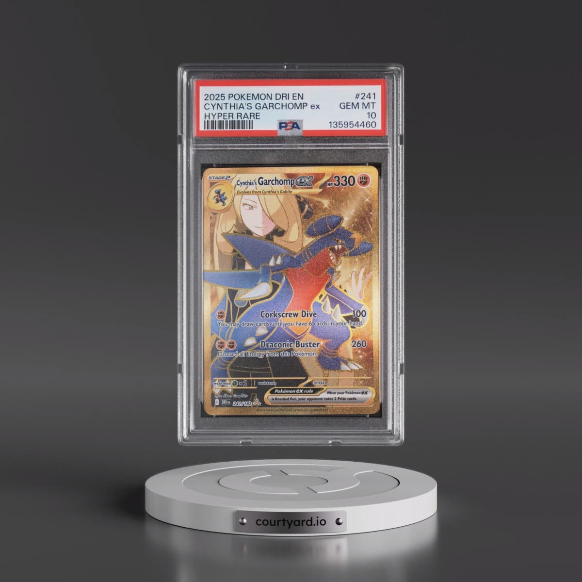 2025 Pokémon Dri EN-Destined Rivals #241 Cynthia's Garchomp EX - Holo Hyper Rare (PSA 10 GEM MINT)