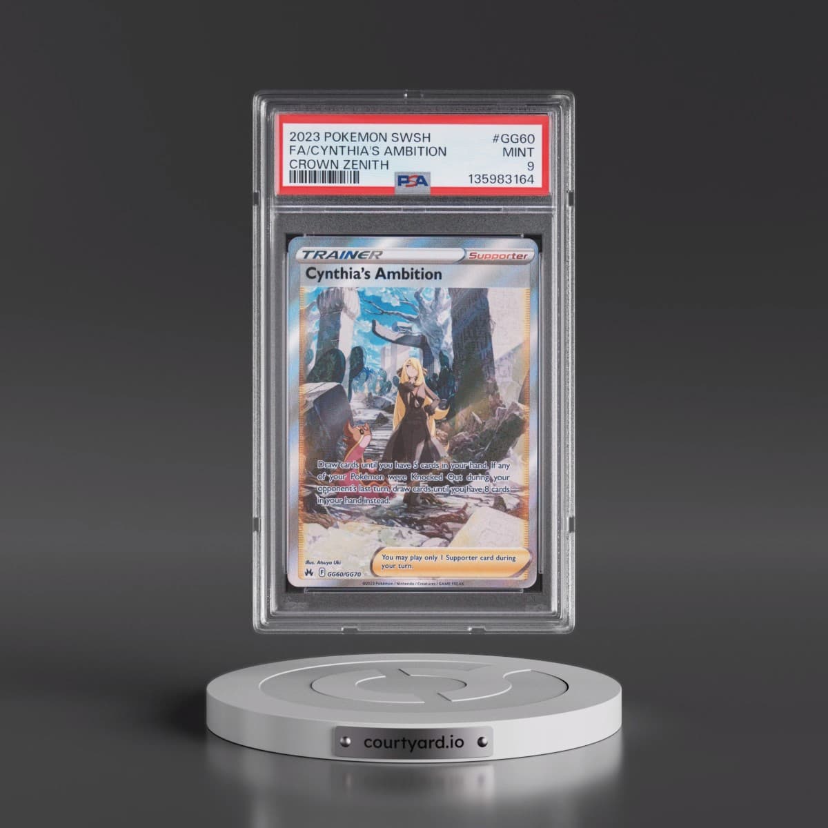 2023 Pokémon Sword and Shield Crown Zenith #GG60 Cynthia's Ambition - Full Art (PSA 9 MINT)