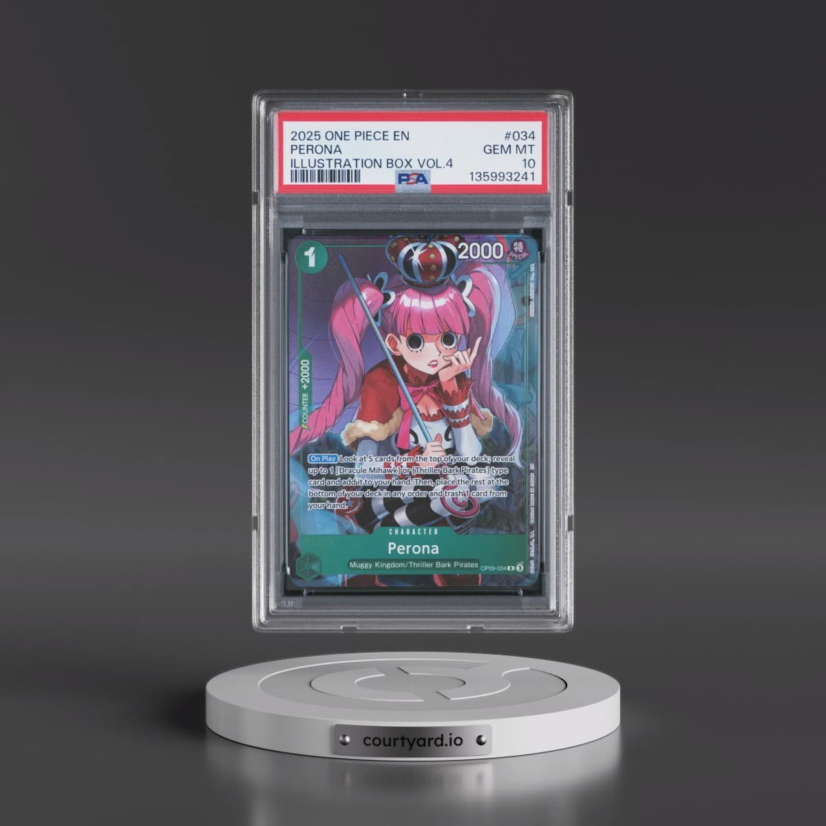 2025 One Piece Promos #034 Perona - Illustration Box Vol.4 (PSA 10 GEM MINT)