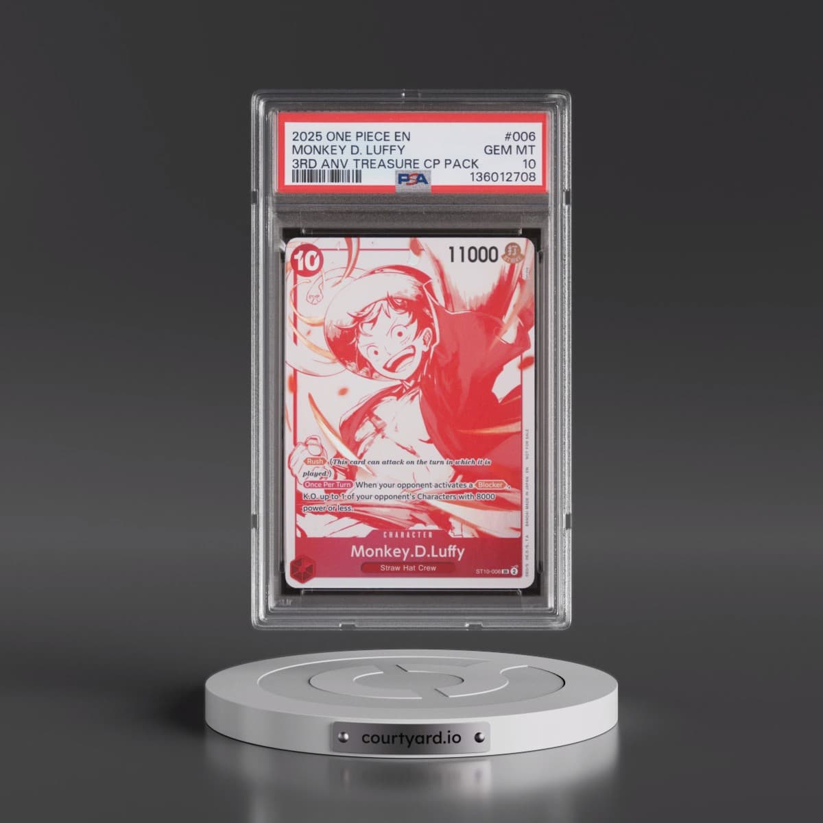 2025 One Piece 3rd Anniversary! One Piece Card Treasure Campaign Pack #006 Monkey D. Luffy (PSA 10 GEM MINT)