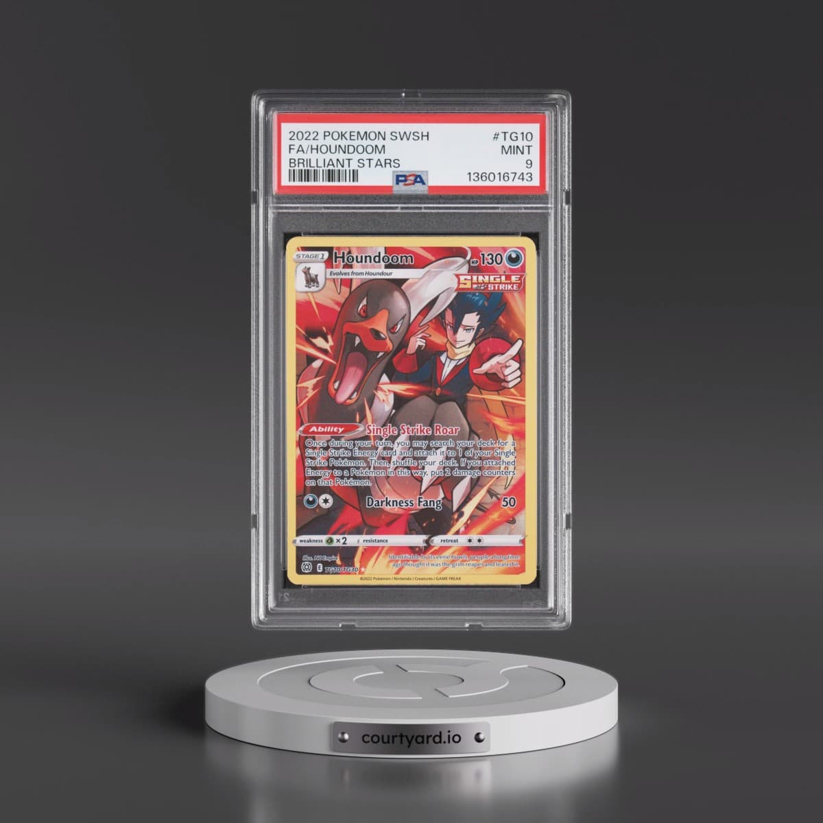 2022 Pokémon Sword & Shield Brilliant Stars #TG10 Houndoom - Full Art (PSA 9 MINT)
