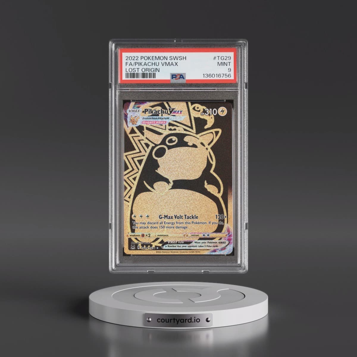 2022 Pokémon Sword & Shield Lost Origin #TG29 Pikachu Vmax - Full Art (PSA 9 MINT)