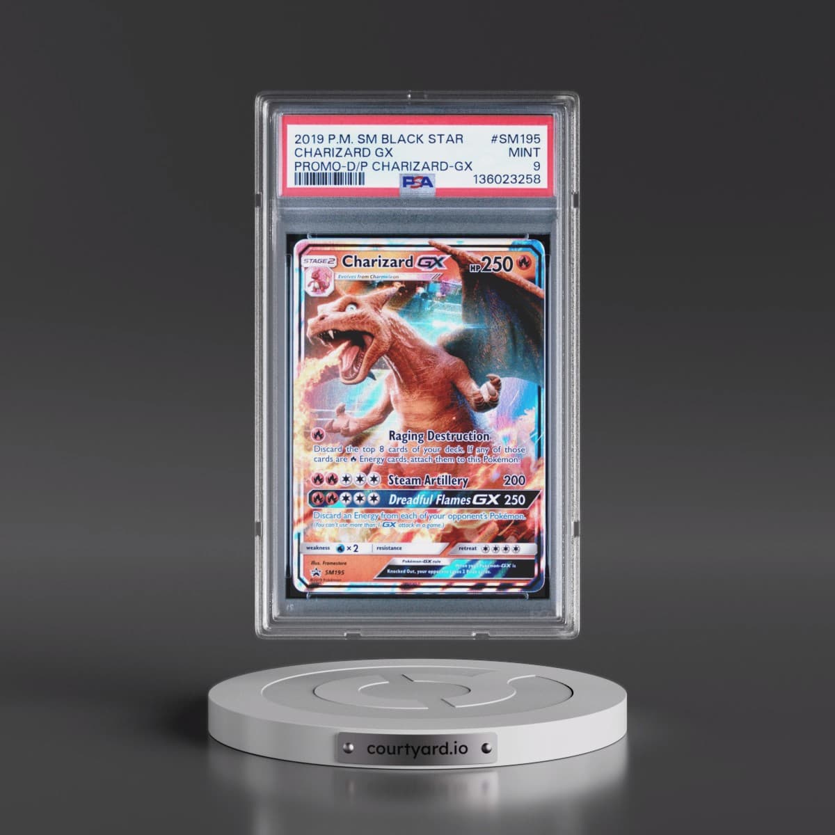 2019 Pokémon SM Black Star Promo #SM195 Charizard GX - Holo Detective Pikachu Charizard-GX (PSA 9 MINT)