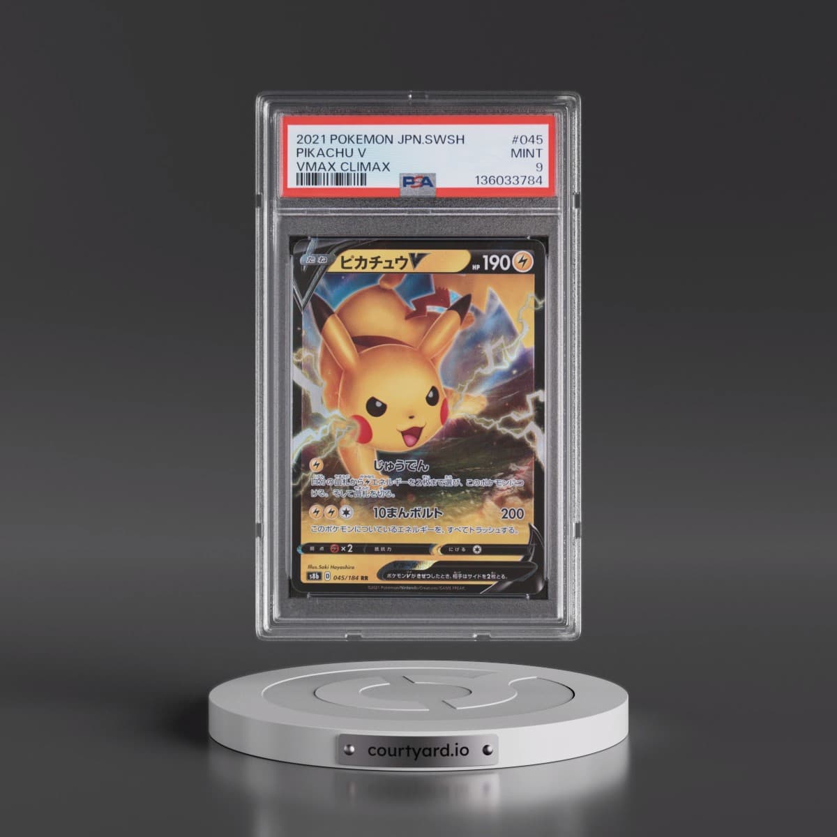 2021 Pokémon Sword & Shield Vmax Climax #045 Pikachu V - Holo (PSA 9 MINT)
