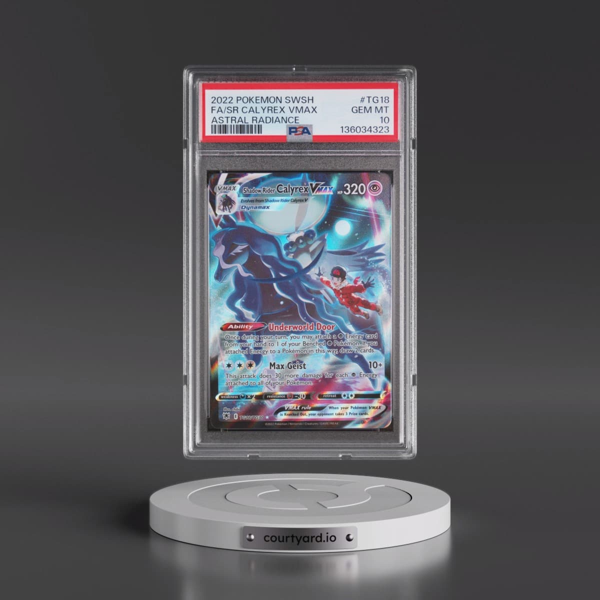 2022 Pokémon Sword & Shield Astral Radiance #TG18 Shadow Rider Calyrex Vmax - Full Art (PSA 10 GEM MINT)