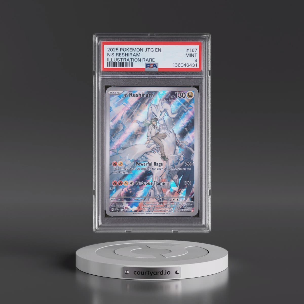 2025 Pokémon Jtg EN-Journey Together #167 N's Reshiram - Illustration Rare (PSA 9 MINT)