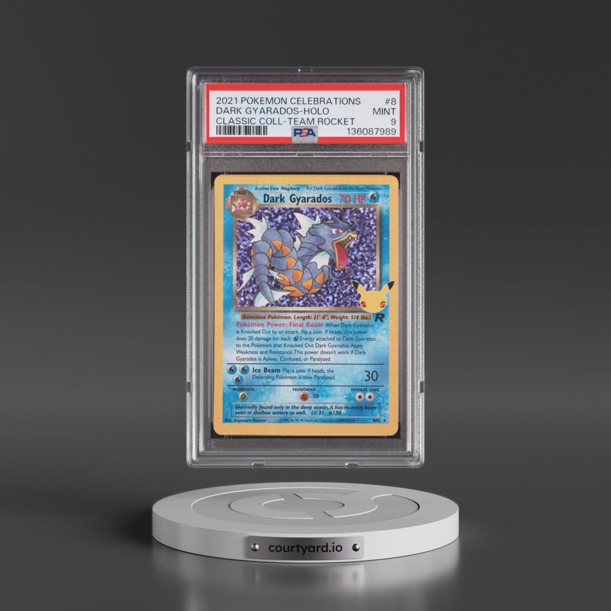 2021 Pokémon Celebrations Classic Collection #8 Dark Gyarados - Holo (PSA 9 MINT)