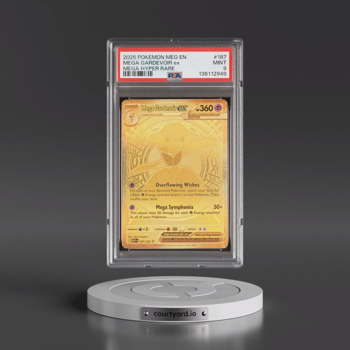 2025 Pokémon Meg EN-Mega Evolution #187 Mega Gardevoir EX - Holo Mega Hyper Rare (PSA 9 MINT)