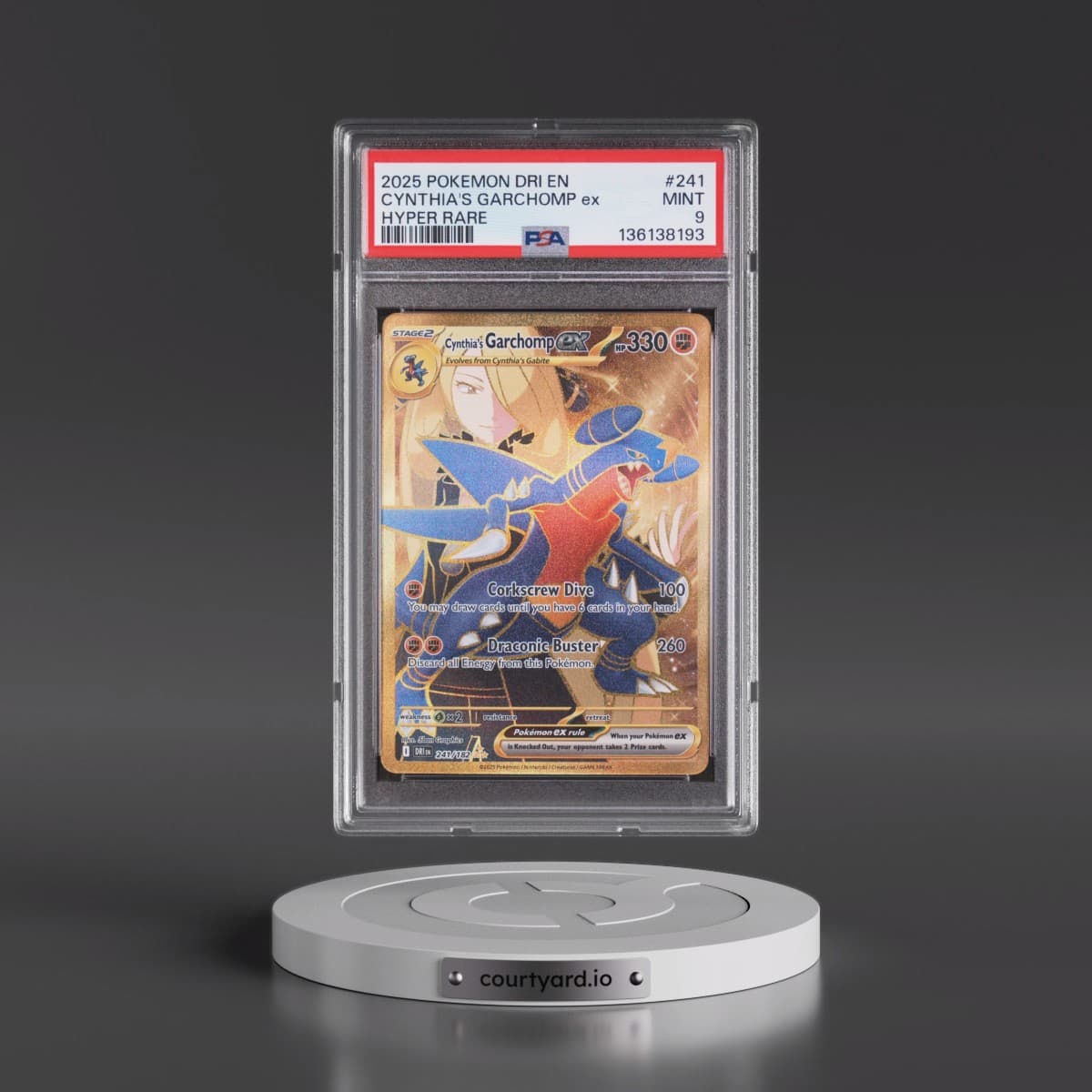 2025 Pokémon Dri EN-Destined Rivals #241 Cynthia's Garchomp EX - Holo Hyper Rare (PSA 9 MINT)