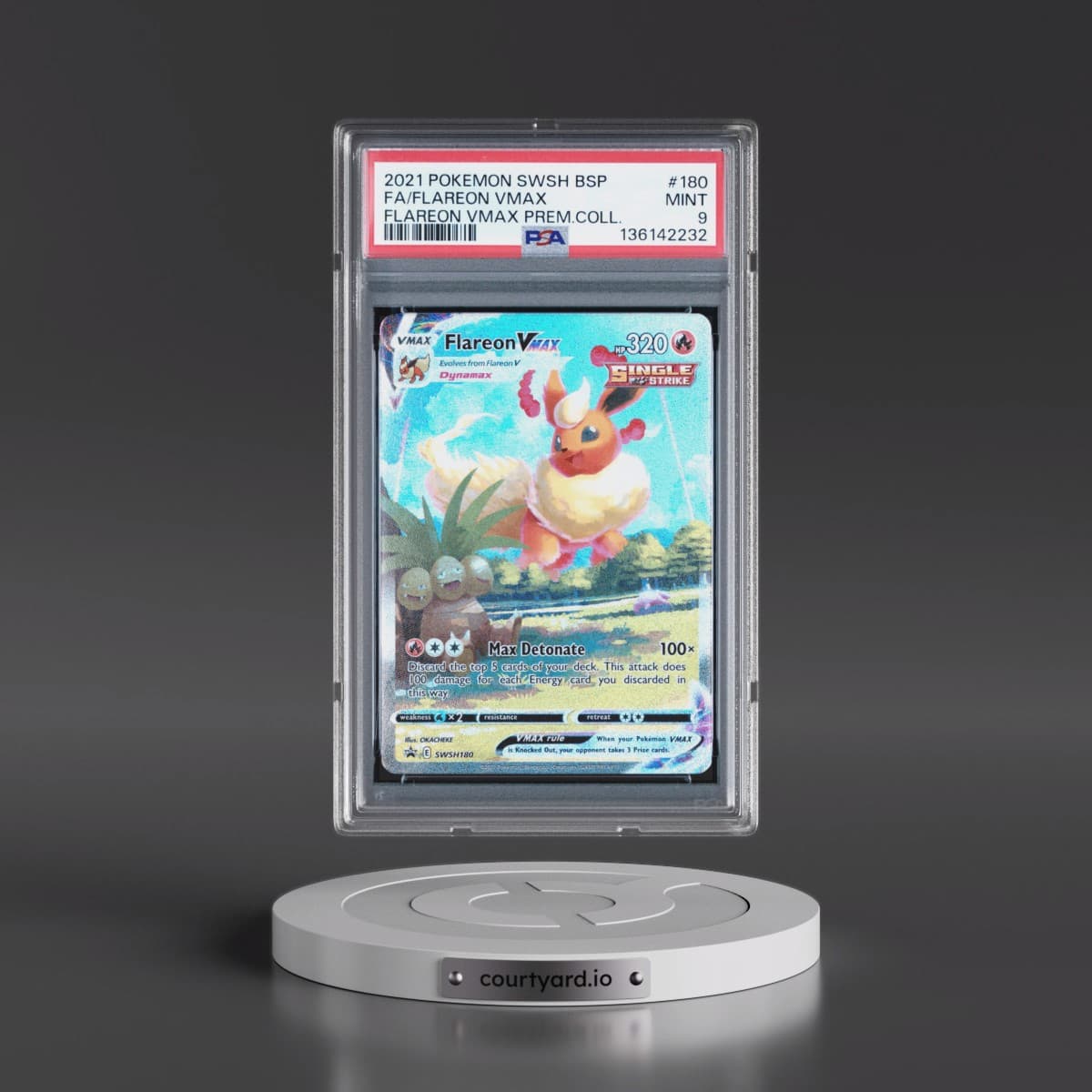 2021 Pokémon Swsh Black Star Promo #180 Flareon Vmax - Full Art Flareon Vmax Premium Collection (PSA 9 MINT)