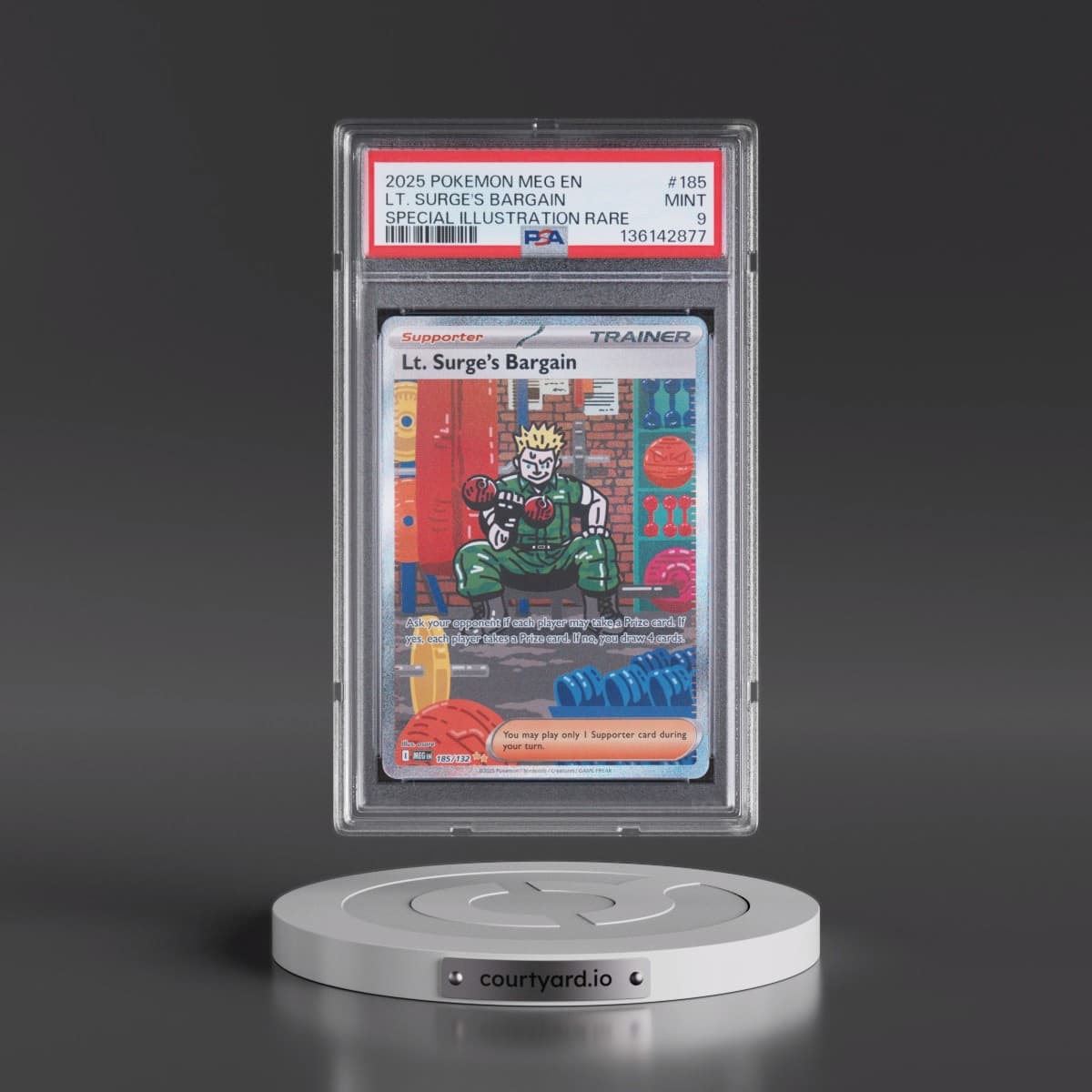 2025 Pokémon Meg EN-Mega Evolution #185 LT. Surge's Bargain - Special Illustration Rare (PSA 9 MINT)