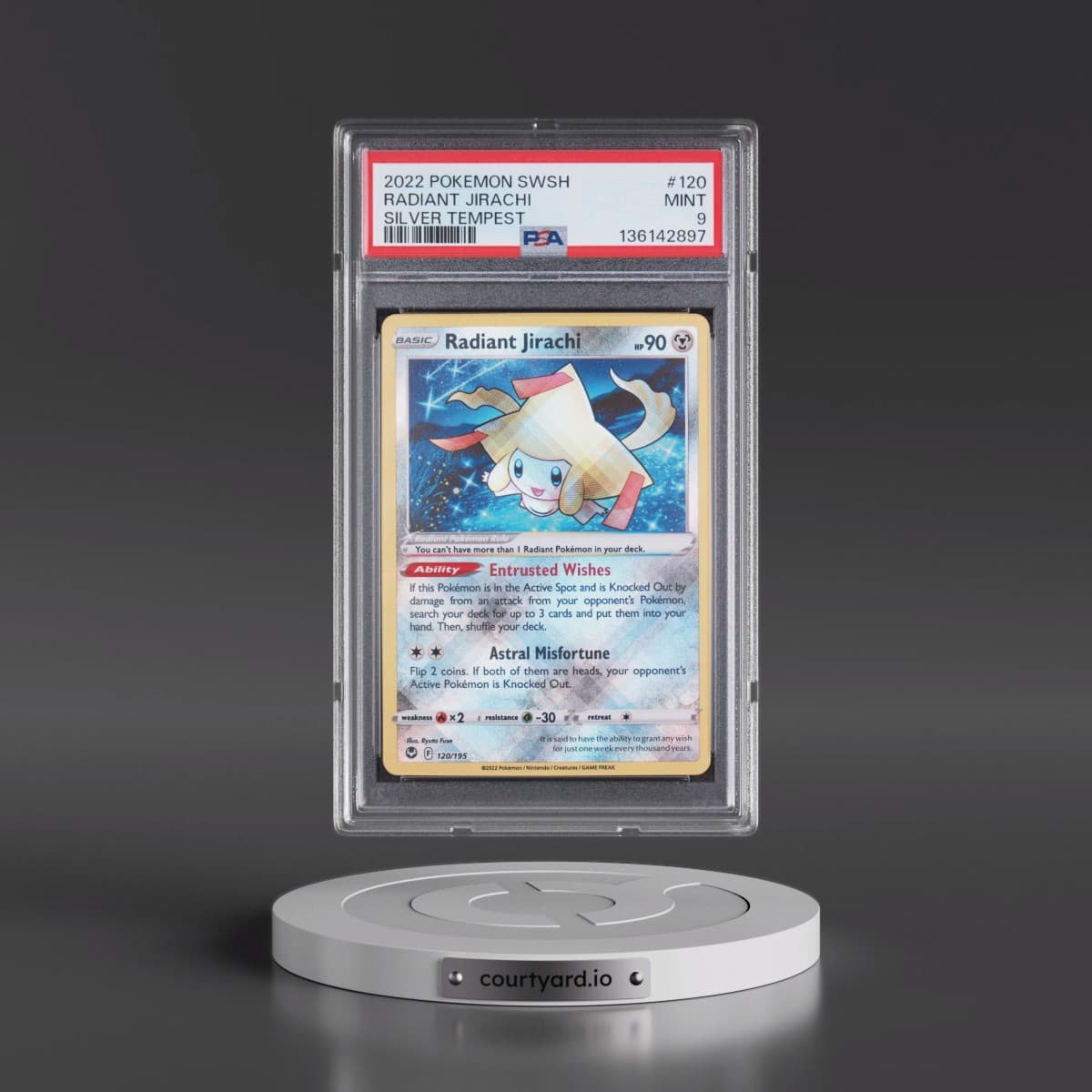 2022 Pokémon Sword & Shield Silver Tempest #120 Radiant Jirachi - Holo (PSA 9 MINT)