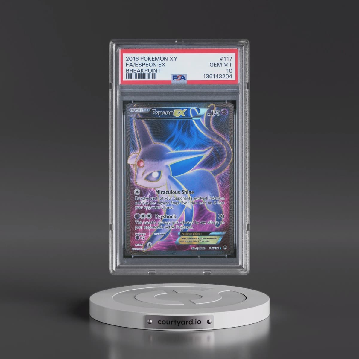 2016 Pokémon XY Breakpoint #117 Espeon EX - Holo Full Art (PSA 10 GEM MINT)