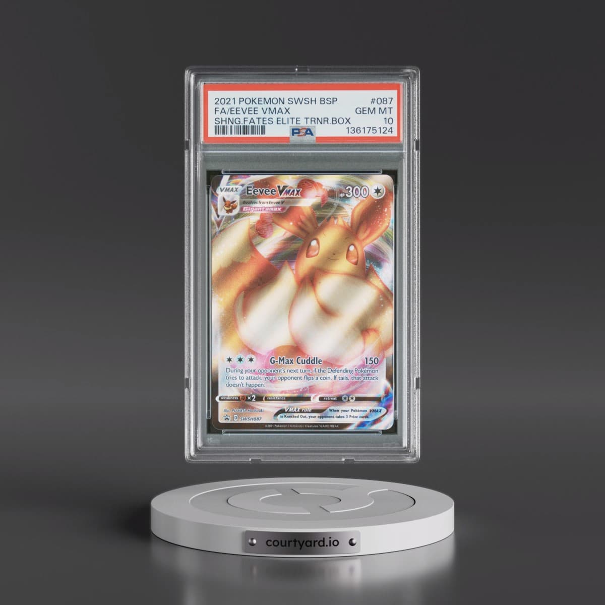 2021 Pokémon Swsh Black Star Promo #087 Eevee Vmax - Full Art Shining Fates Elite Trainer Box (PSA 10 GEM MINT)