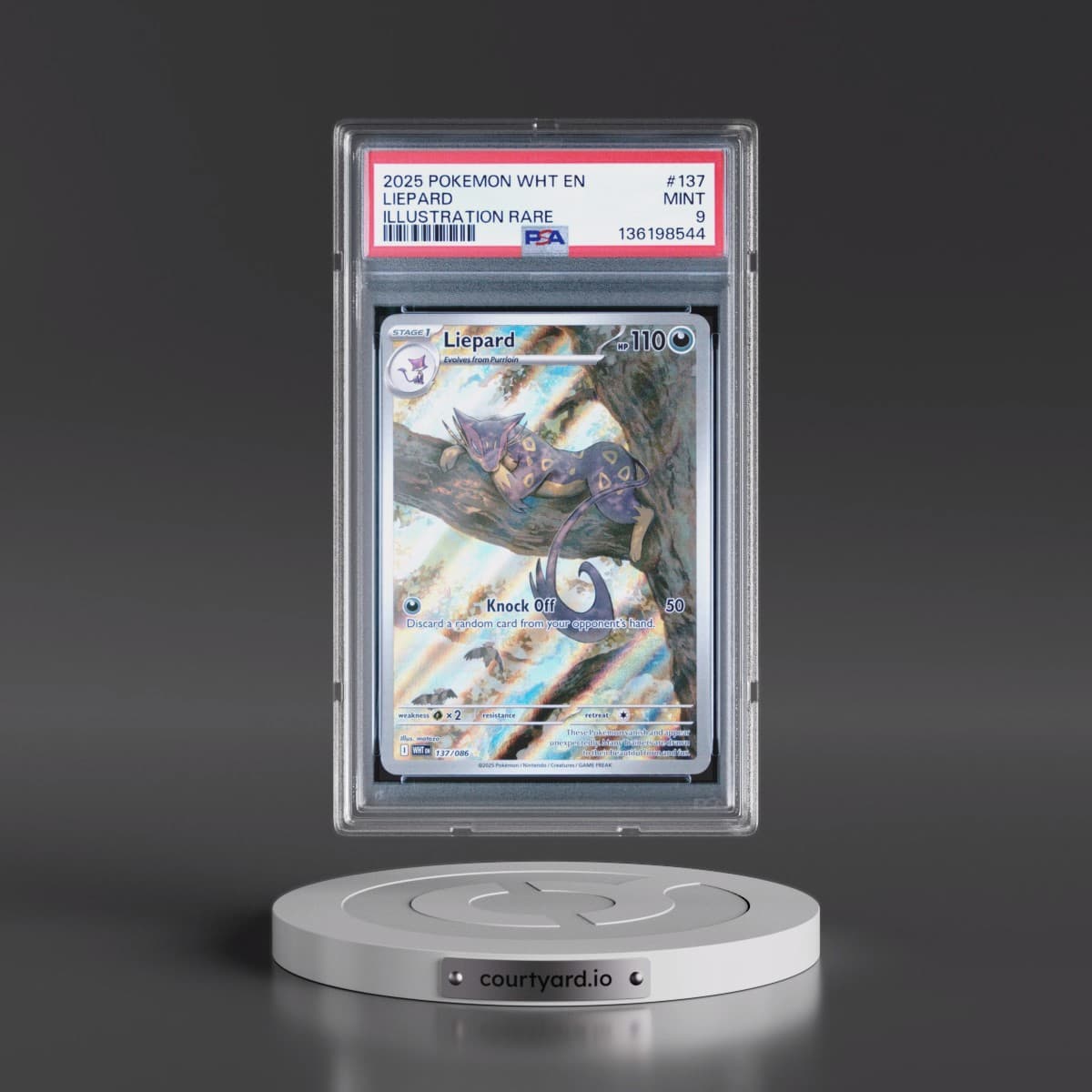 2025 Pokémon Wht EN-White Flare #137 Liepard - Illustration Rare (PSA 9 MINT)
