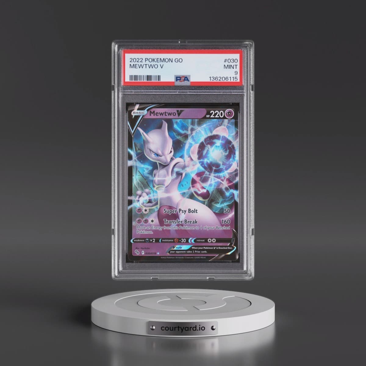 2022 Pokémon Go #030 Mewtwo V - Holo (PSA 9 MINT)