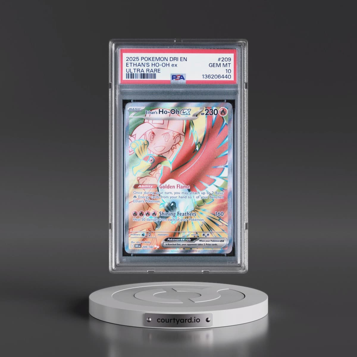 2025 Pokémon Dri EN-Destined Rivals #209 Ethan's HO-Oh EX - Holo Ultra Rare (PSA 10 GEM MINT)