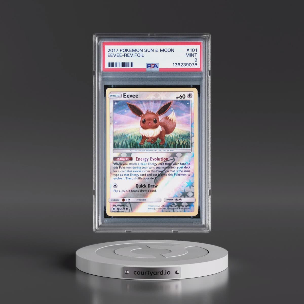 2017 Pokémon Sun & Moon #101 Eevee - Reverse Foil (PSA 9 MINT)