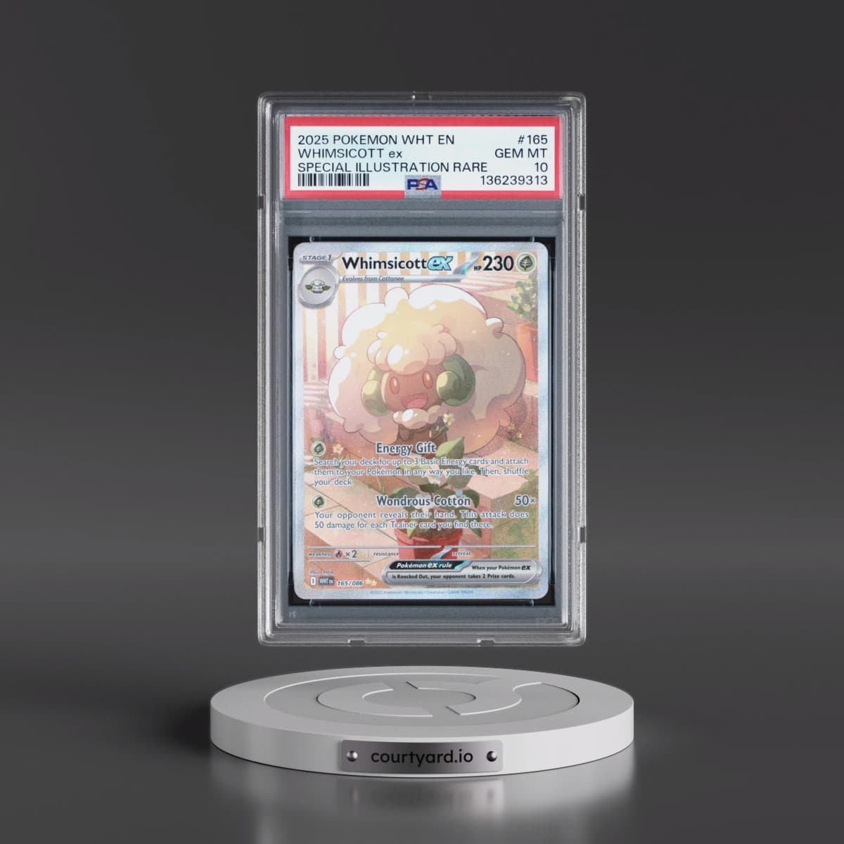 2025 Pokémon Wht EN-White Flare #165 Whimsicott EX - Holo Special Illustration Rare (PSA 10 GEM MINT)