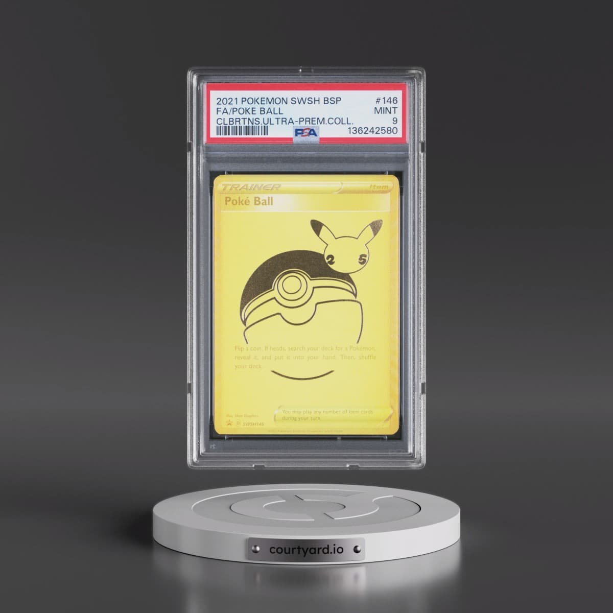 2021 Pokémon Swsh Black Star Promo #146 Poke Ball - Full Art Celebrations Ultra-Premium Collection (PSA 9 MINT)