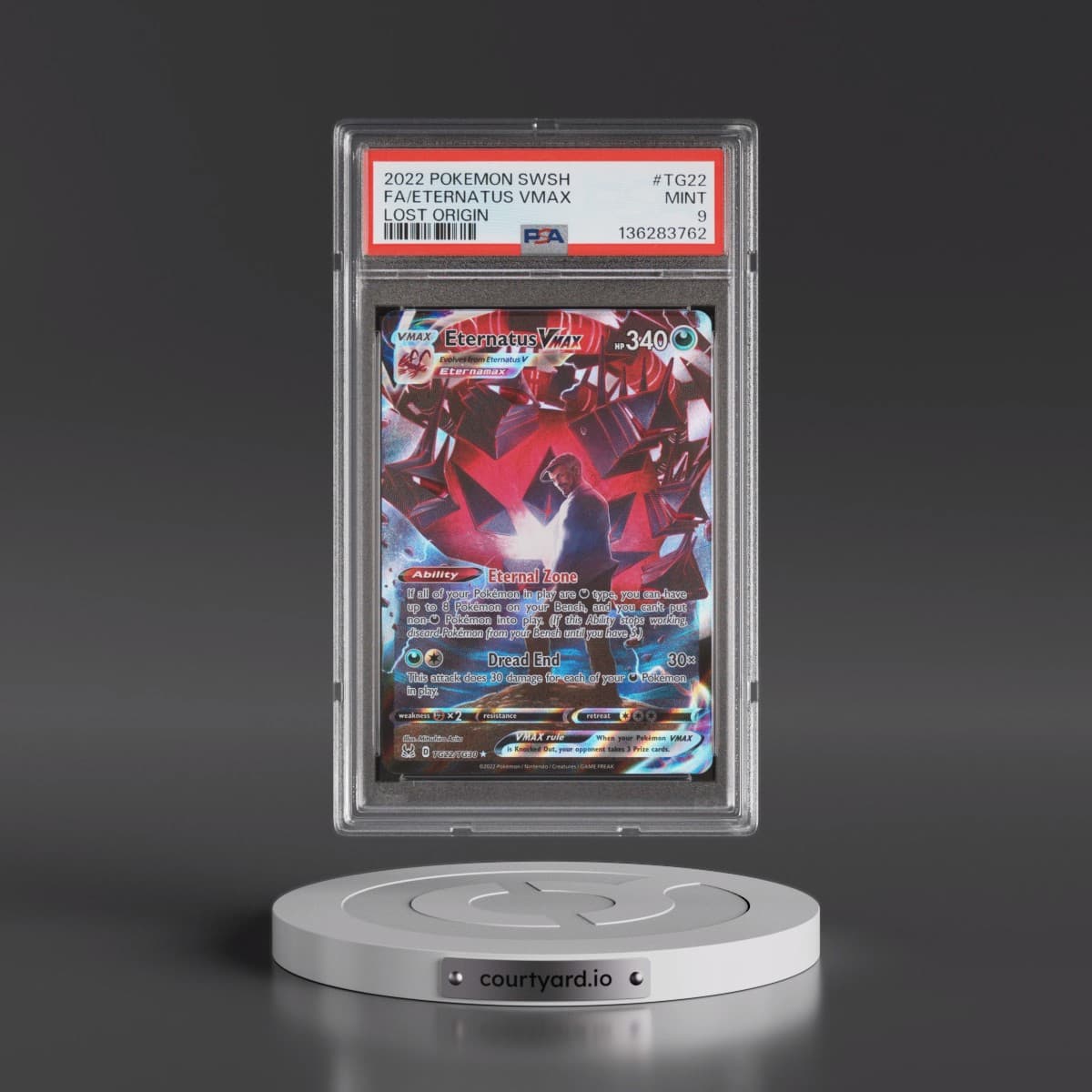2022 Pokémon Sword & Shield Lost Origin #TG22 Eternatus Vmax - Full Art (PSA 9 MINT)