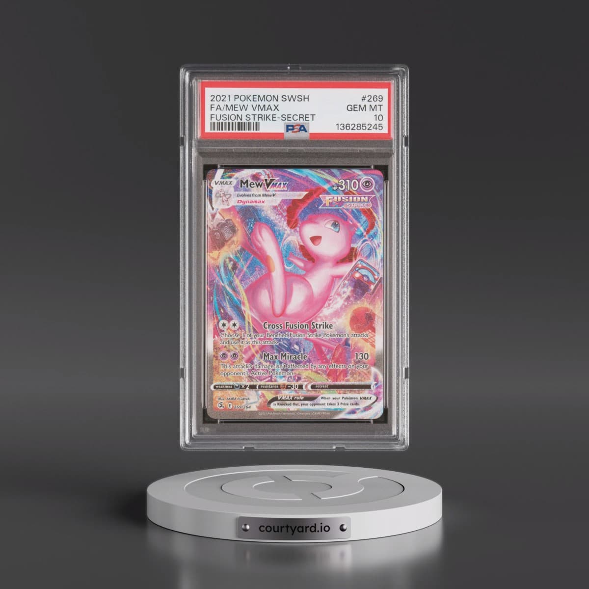 2021 Pokémon Sword & Shield Fusion Strike #269 Mew Vmax - Full Art Secret (PSA 10 GEM MINT)