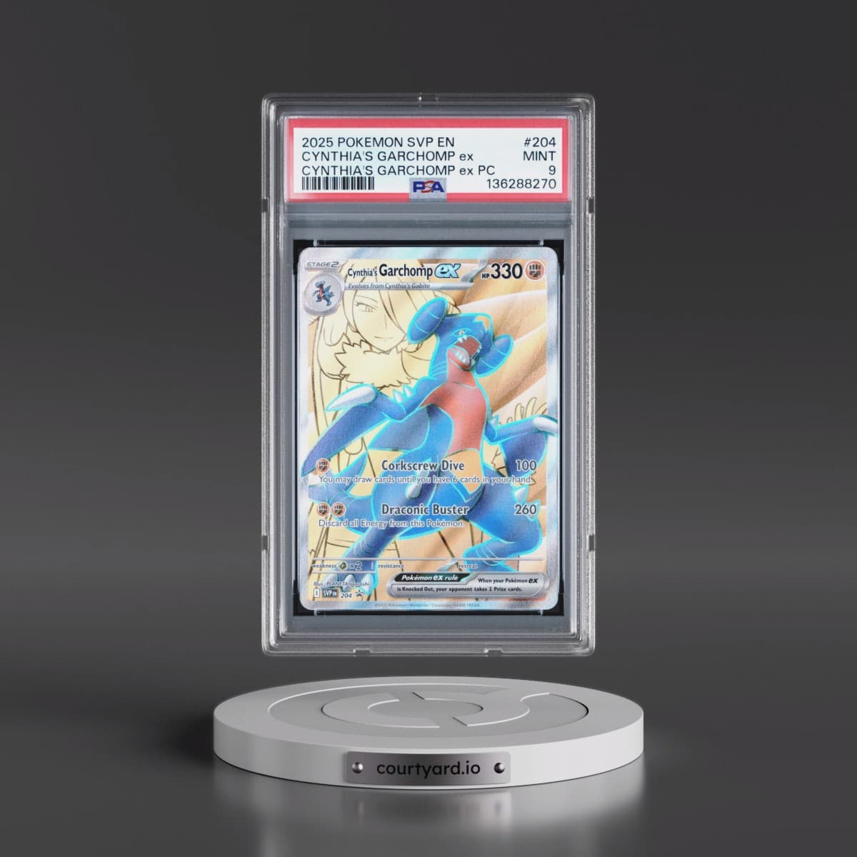 2025 Pokémon Svp EN-SV Black Star Promo #204 Cynthia's Garchomp EX - Holo Cynthia's Garchomp EX Premium Collection (PSA 9 MINT)