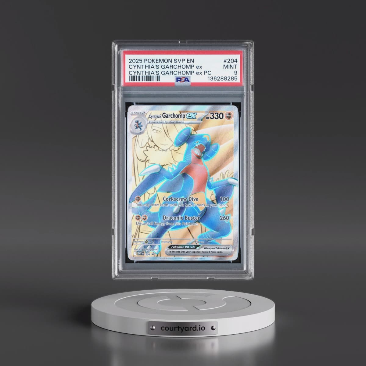 2025 Pokémon Svp EN-SV Black Star Promo #204 Cynthia's Garchomp EX - Holo Cynthia's Garchomp EX Premium Collection (PSA 9 MINT)