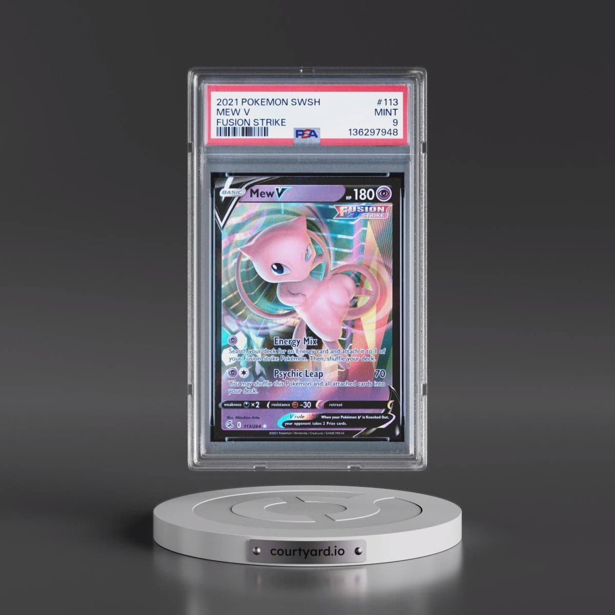 2021 Pokémon Sword & Shield Fusion Strike #113 Mew V - Holo (PSA 9 MINT)