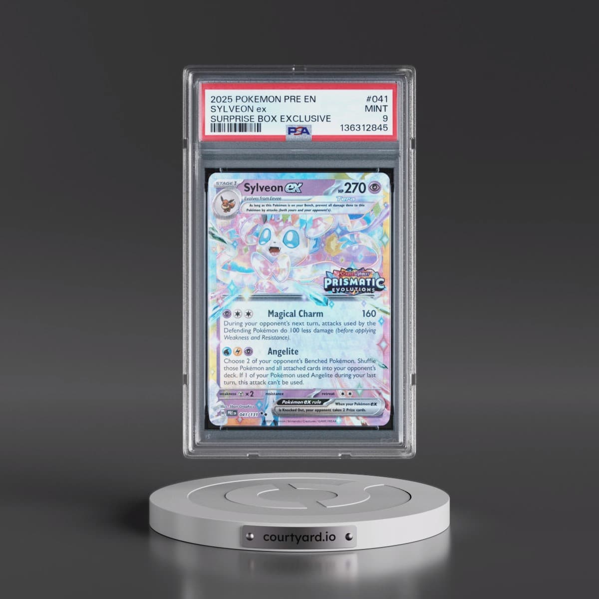 2025 Pokémon Pre EN-Prismatic Evolutions #041 Sylveon EX - Holo Surprise Box Exclusive (PSA 9 MINT)