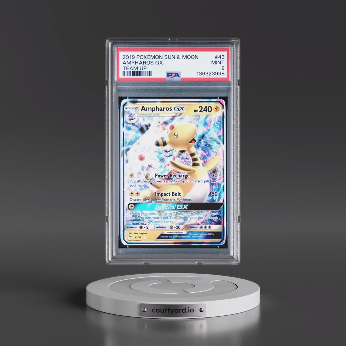 2019 Pokémon Sun & Moon Team Up #43 Ampharos GX - Holo (PSA 9 MINT)