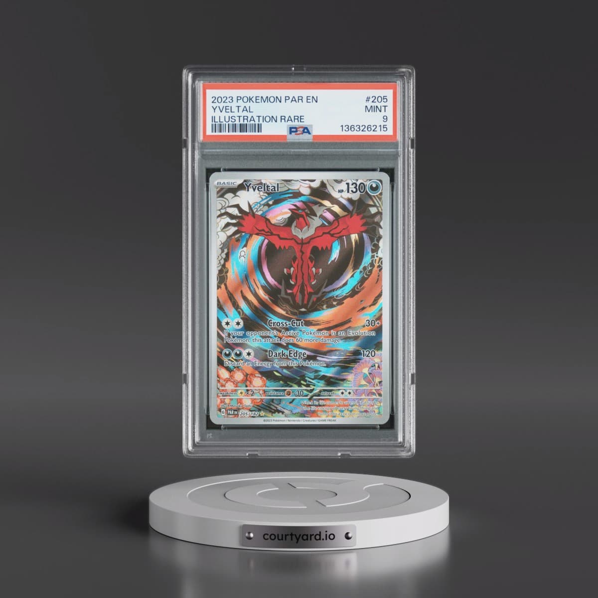 2023 Pokémon Par EN-Paradox Rift #205 Yveltal - Illustration Rare (PSA 9 MINT)