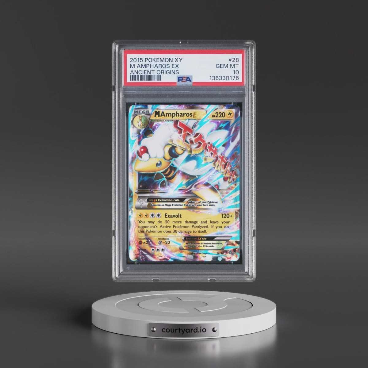 2015 Pokémon XY Ancient Origins #28 M Ampharos EX - Holo (PSA 10 GEM MINT)