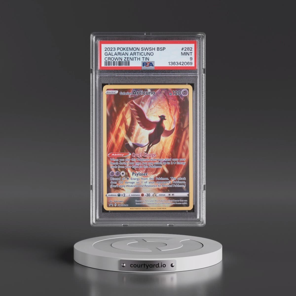 2023 Pokémon Swsh Black Star Promo #282 Galarian Articuno - Crown Zenith Tin (PSA 9 MINT)