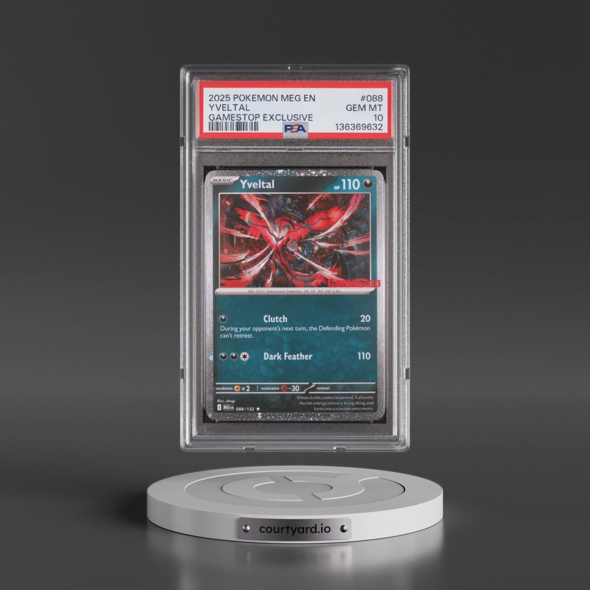 2025 Pokémon Meg EN-Mega Evolution #088 Yveltal - Gamestop Exclusive (PSA 10 GEM MINT)
