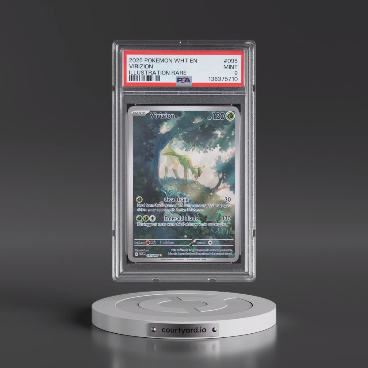 2025 Pokémon Wht EN-White Flare #095 Virizion - Illustration Rare (PSA 9 MINT)