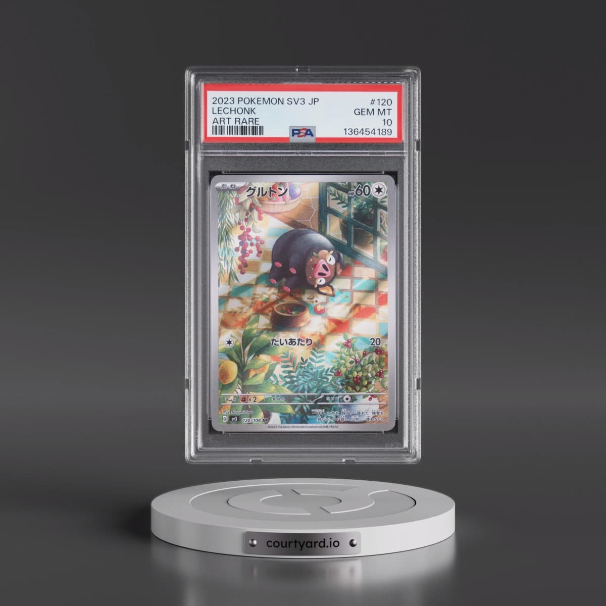 2023 Pokémon SV3-Ruler of the Black Flame #120 Lechonk - Art Rare (PSA 10 GEM MINT)