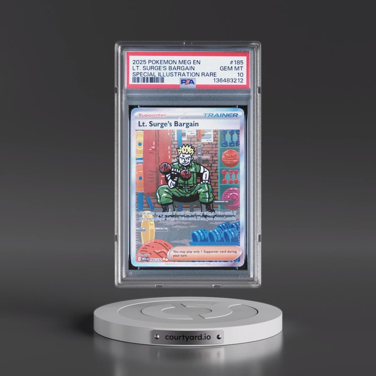 2025 Pokémon Meg EN-Mega Evolution #185 LT. Surge's Bargain - Special Illustration Rare (PSA 10 GEM MINT)