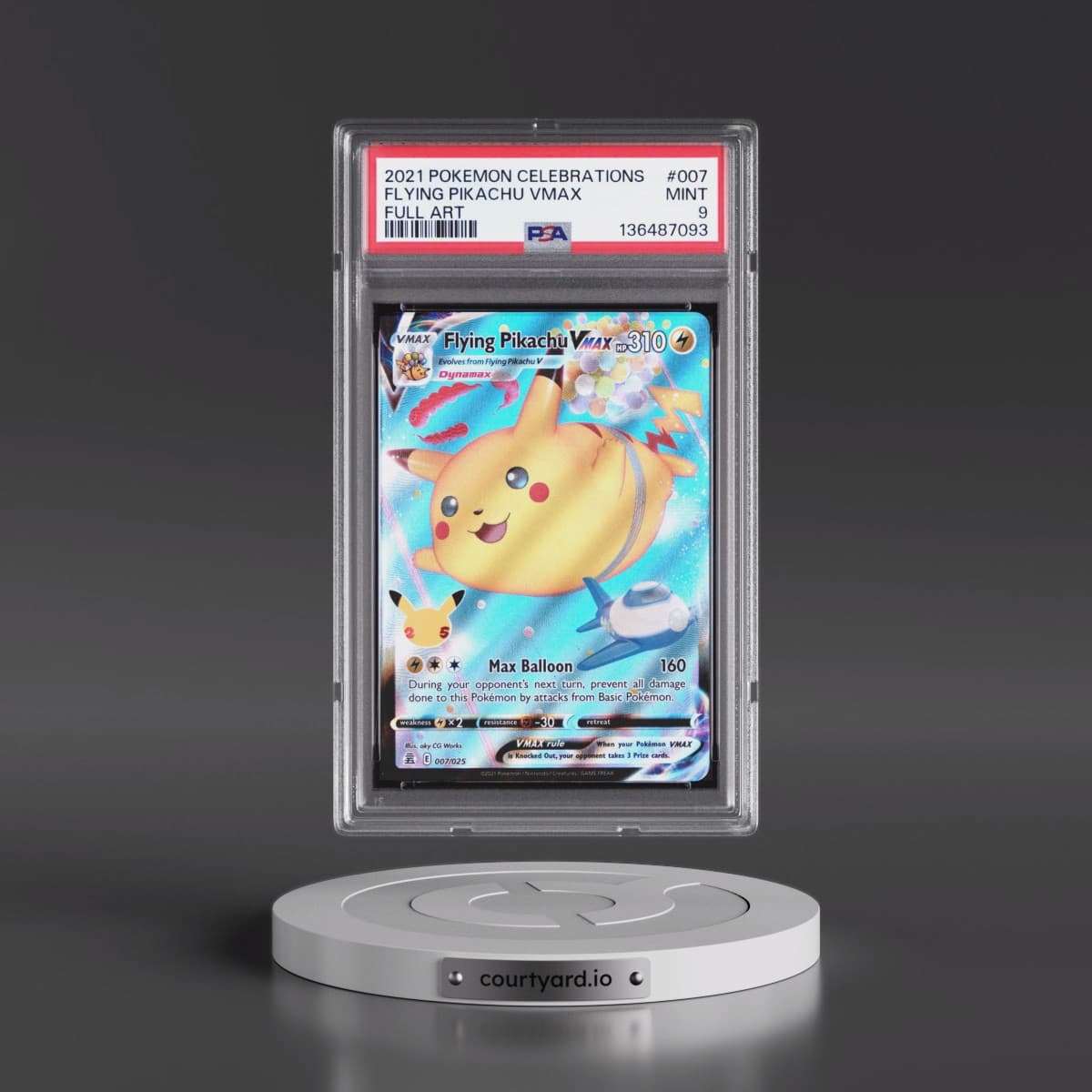 2021 Pokémon Celebrations #007 Flying Pikachu Vmax - Full Art (PSA 9 MINT)