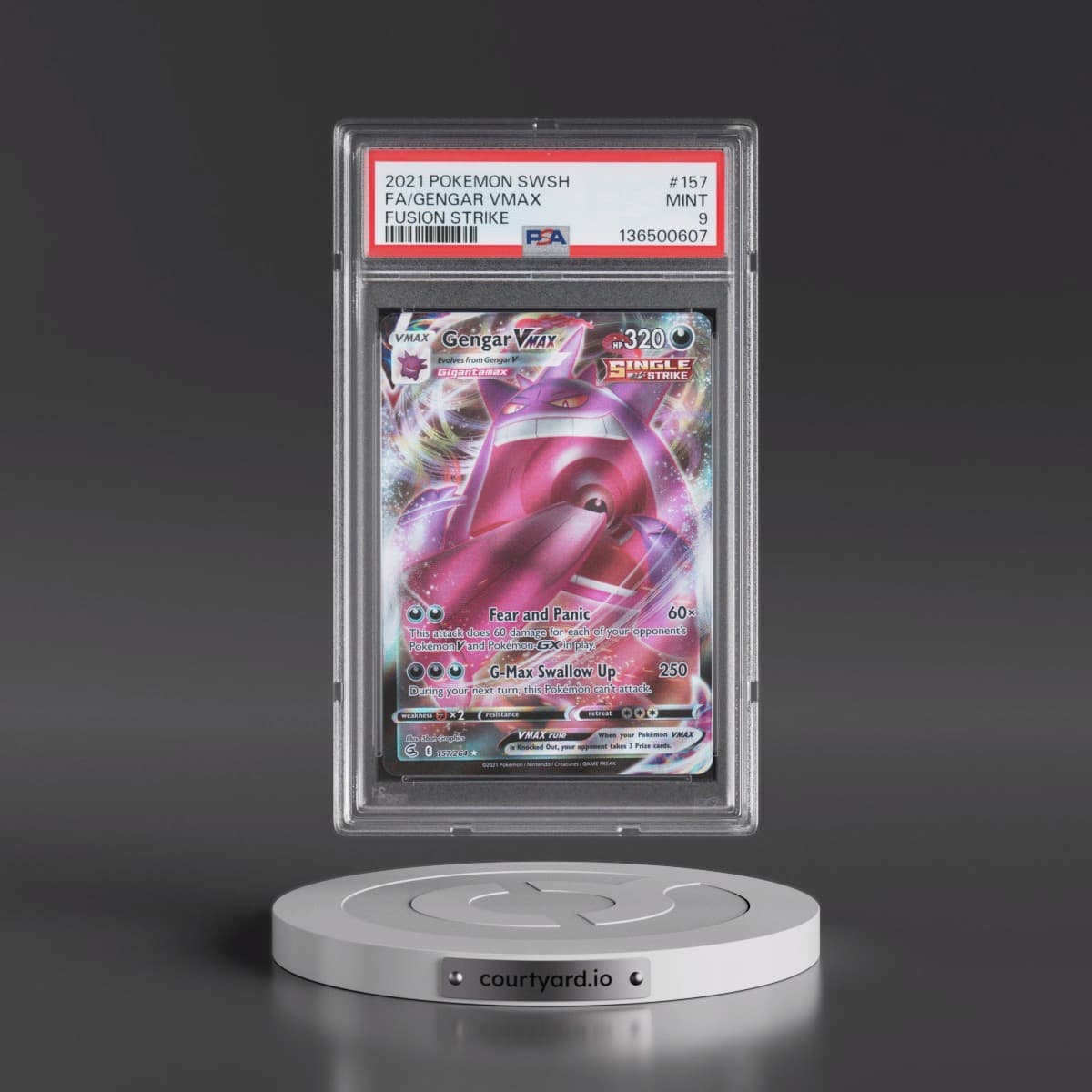 2021 Pokémon Sword & Shield Fusion Strike #157 Gengar Vmax - Full Art (PSA 9 MINT)