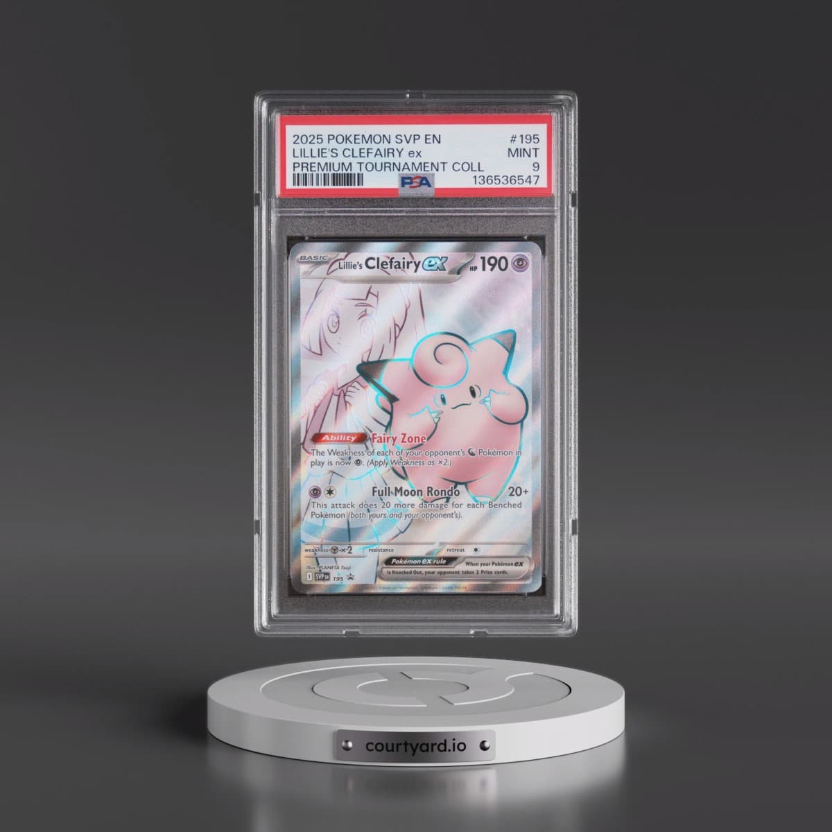 2025 Pokémon Svp EN-SV Black Star Promo #195 Lillie's Clefairy EX - Holo Lillie Premium Tournament Collection (PSA 9 MINT)