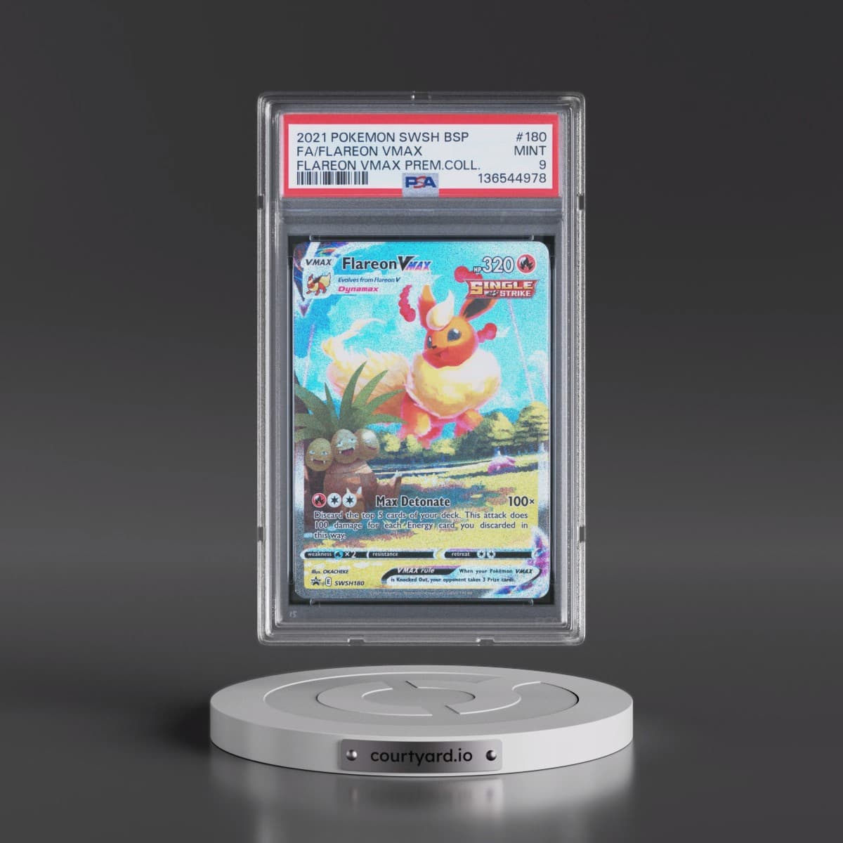 2021 Pokémon Swsh Black Star Promo #180 Flareon Vmax - Full Art Flareon Vmax Premium Collection (PSA 9 MINT)